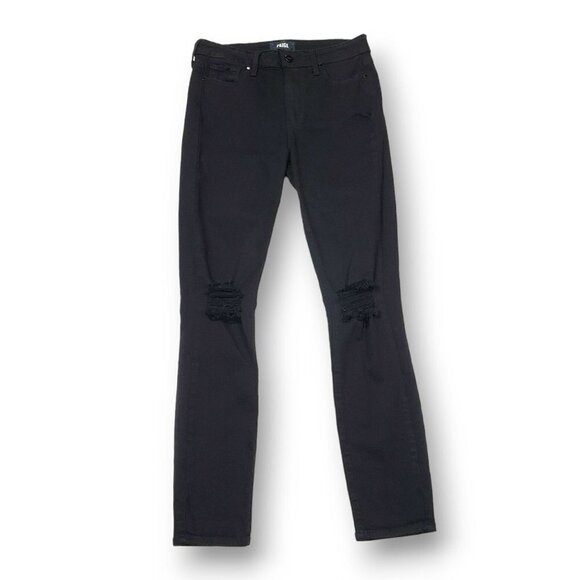 Paige Hoxton Ankle Jeans Womens 27 Distressed Mid Rise Black - Picture 1 of 11
